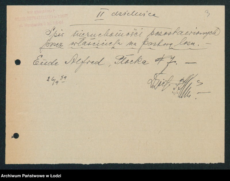 Obraz 5 z jednostki "[Akta XIV Komisariatu Milicji Obywatelskiej - pokwitowania oddanej broni, spisy wolnych lokali, rowerów i motocykli]"