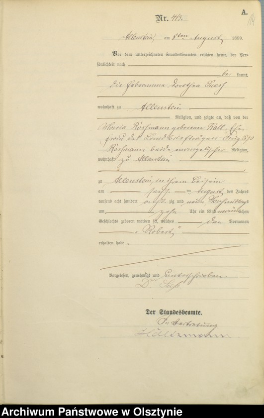 image.from.unit.number "Geburts-Haupt-Register Tom II,Nr 401 - 727"