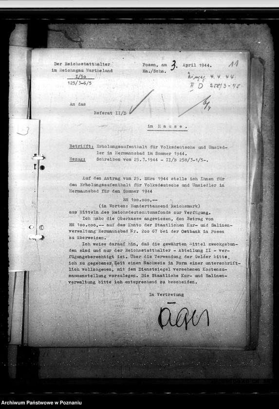 Obraz 15 z jednostki "Kuraufenthalt für Volksdeutsche und Umsiedler in Hermannsbad im Jahre 1944"