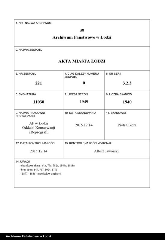 Obraz 1 z jednostki "Dowody metrykalne stałych mieszkańców osady Bałuty nr domu 127-135"