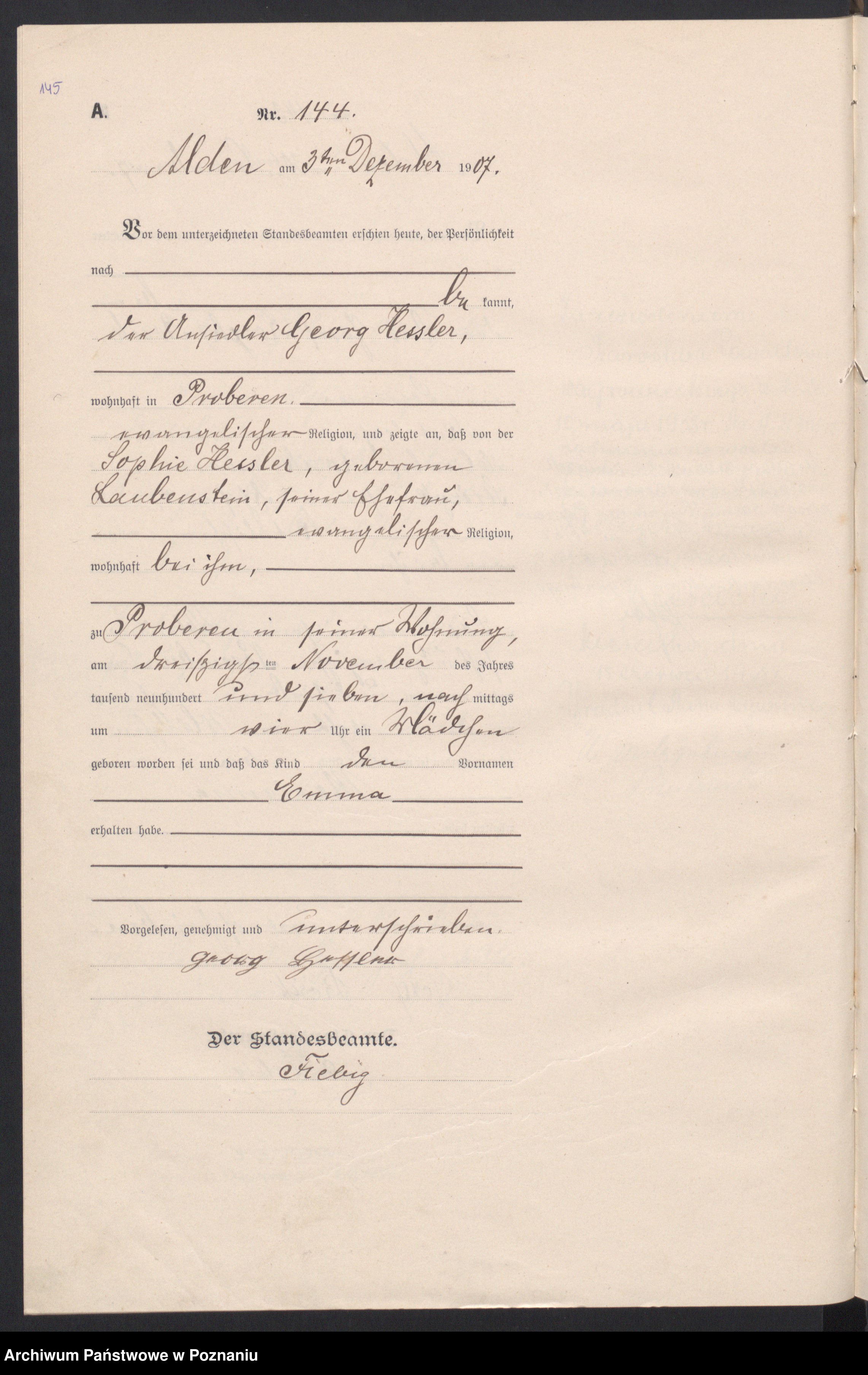 Skan z jednostki: Księga urodzeń