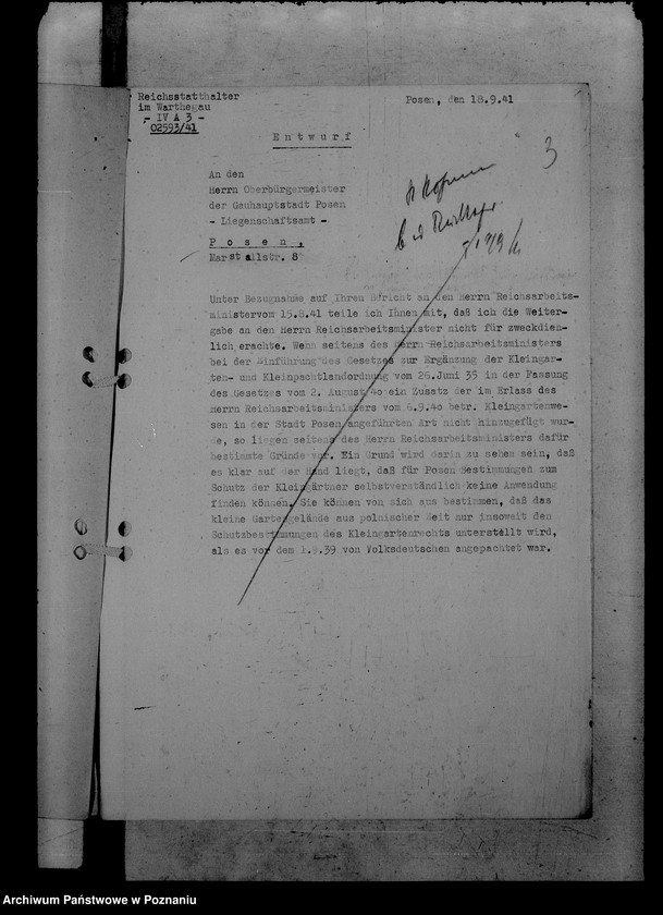 Obraz 7 z jednostki "Korespondencja i plany sytuacyjne ogródków działkowych w Poznaniu"