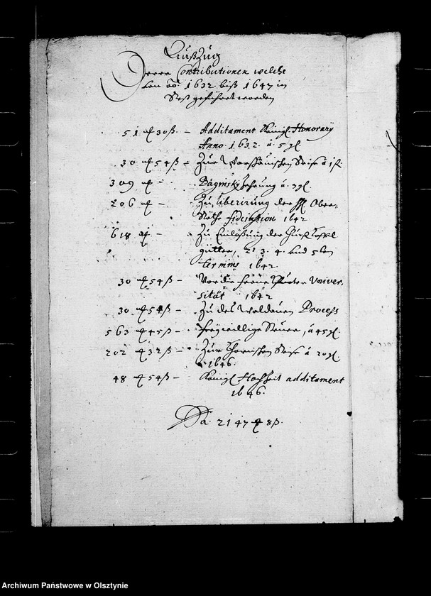 image.from.unit.number "Praetentionen des Advocati Fisci wegen der Contributionen und Stationen, Specificationen, Auszüge Verzeichnisse der Restanten und Quittanzen, Untersuchungen im Amte Deutsch Eylau"