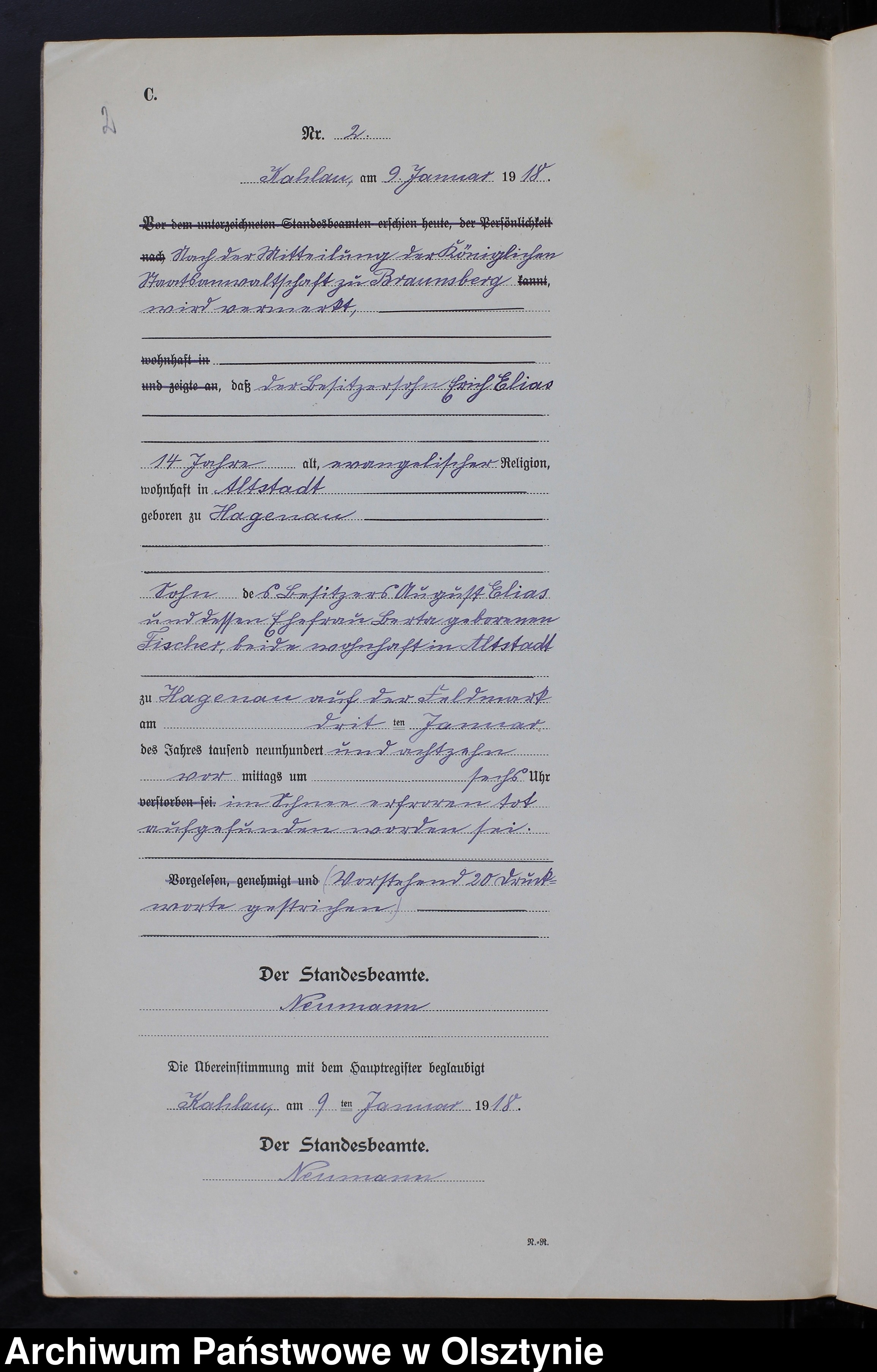 Skan z jednostki: Sterbe-Neben-Register Nr 1 -76