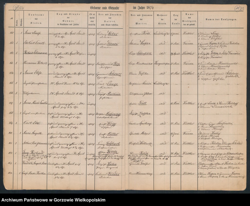image.from.unit.number "Duplikate der Hauptkirche Landsberg an der Warthe (zawiera także Concordienkirchen-Gemeinde in Verbindung mit der reformirten und Militair-Gemeinde dotyczących zgonów w 1874 r.)"