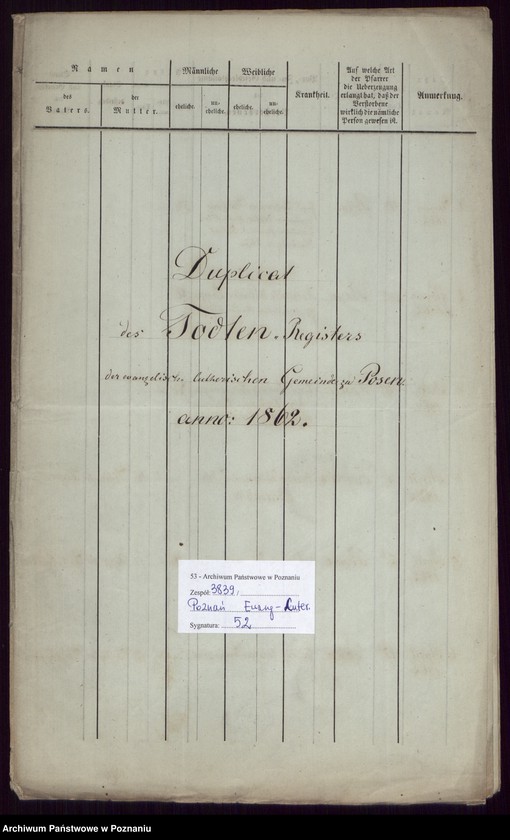 Obraz 2 z jednostki "Duplikat des Todtenregisters"