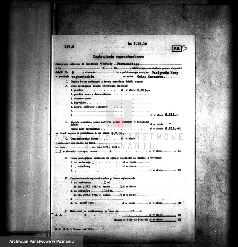 Obraz 10 z jednostki "Przewłaszczenie ziem dotacyjnych Panigródz powiat wągrowieckiego"