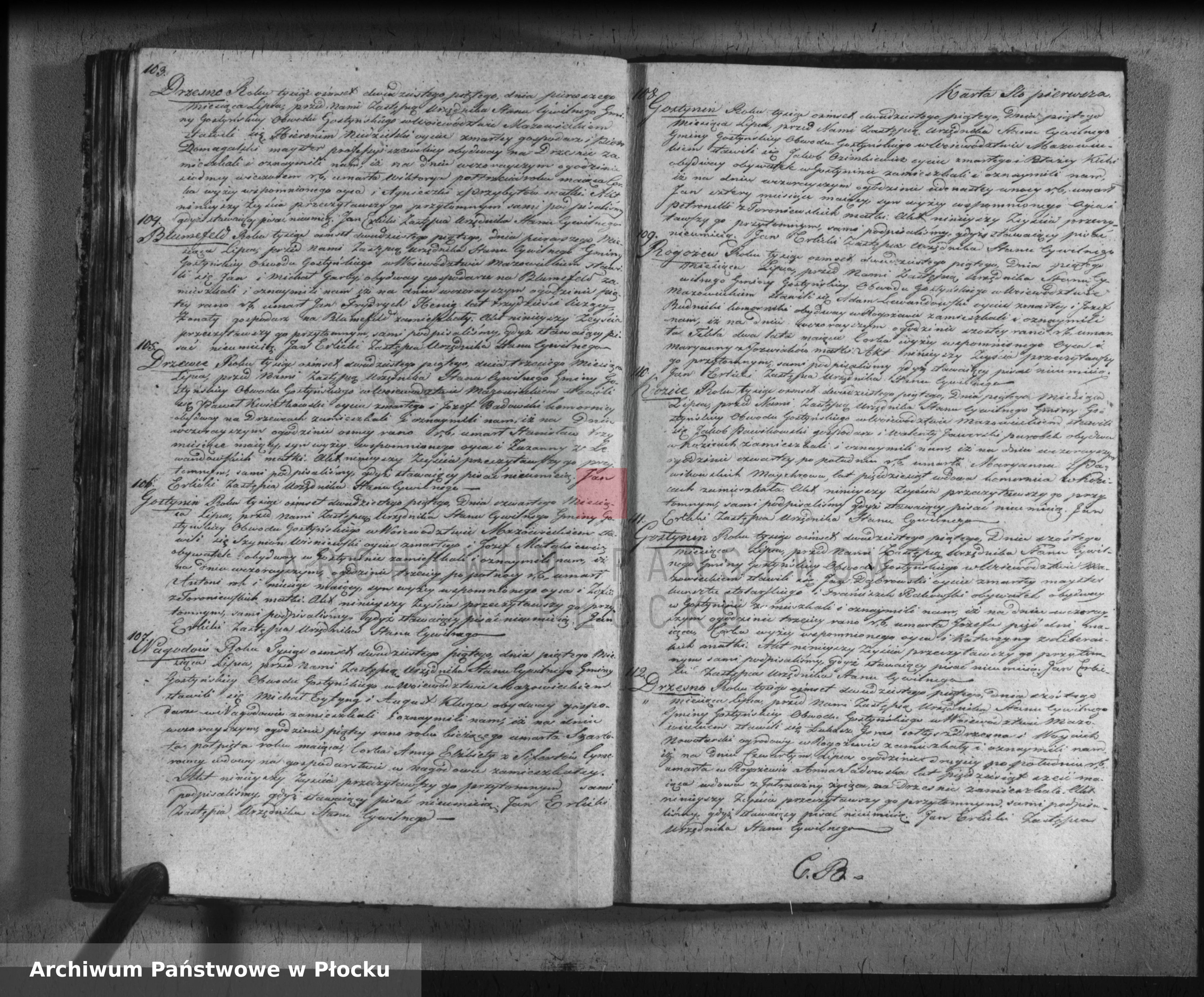 Skan z jednostki: Akta urodzeń, małżeństw i zgonów