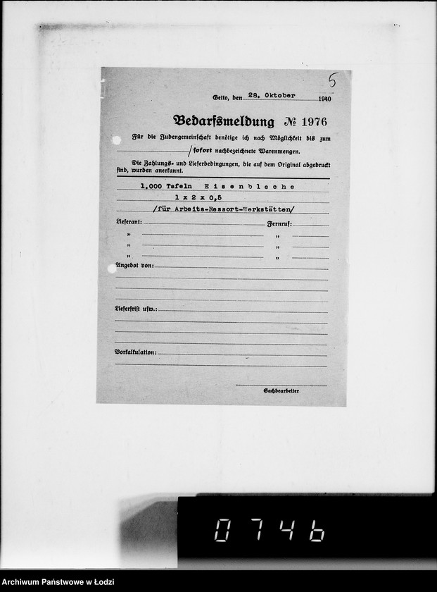 Obraz 9 z jednostki "Stornierte Bedarfsmeldungen [Korespondencja z różnymi firmami niemieckimi w sprawie dostawy różnych artykułów przemysłowych]"