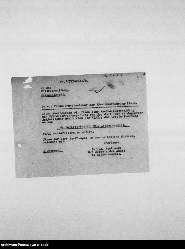 Obraz 7 z jednostki "Veränderungs-Meldungen [Korespondencja PSŻ z GV w sprawie pogłowia końskiego]"