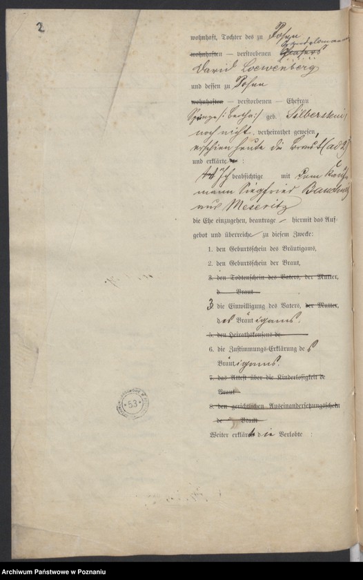 Obraz 4 z jednostki "Die von den Verlobten beigebrachten Urkunden zur Eheschliessung pro 1895"