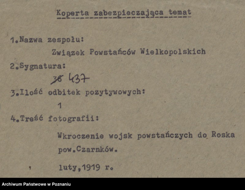 Obraz 4 z jednostki "Wkroczenie wojsk powstańczych do Roska powiat Czarnków."