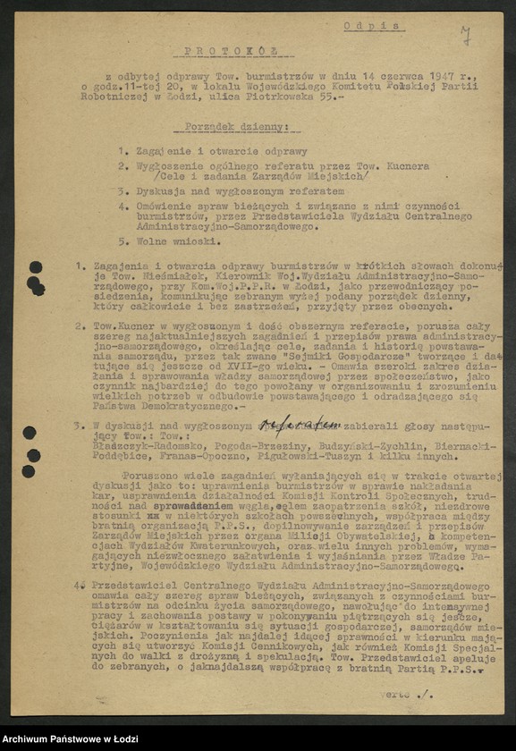 Obraz 8 z jednostki "Sprawozdania [z działalności, wykaz członków oraz składy Plenum i Egzekutywy Wydziału]"