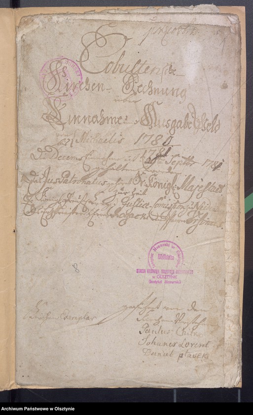 image.from.unit.number "Kobultische Kirchen-Rechnung über Einnahme und Ausgabe Geld"