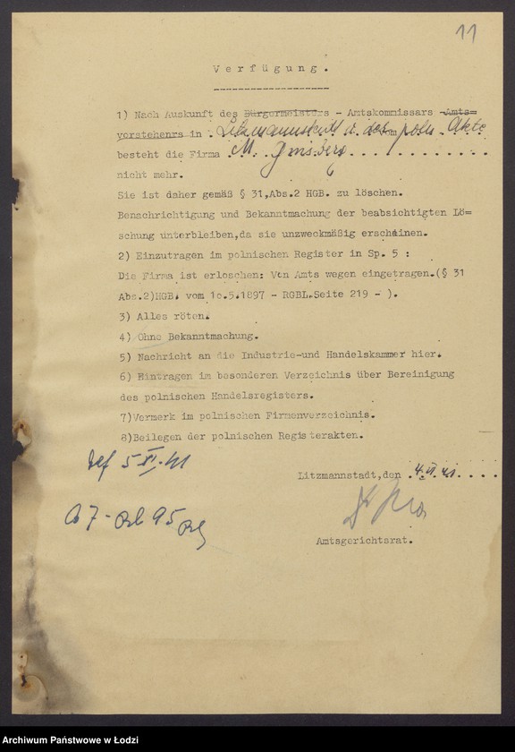 Obraz 13 z jednostki "Mozes Grinsberg - sprzedaż towarów manufakturowych"