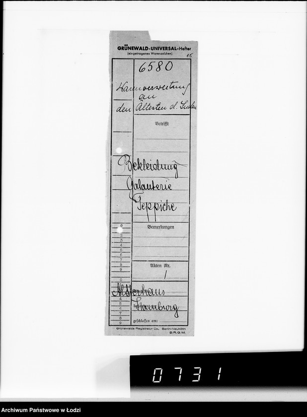 Obraz 19 z jednostki "Warenverwertung am Lager 91. [Aufträge] 6401-6600"