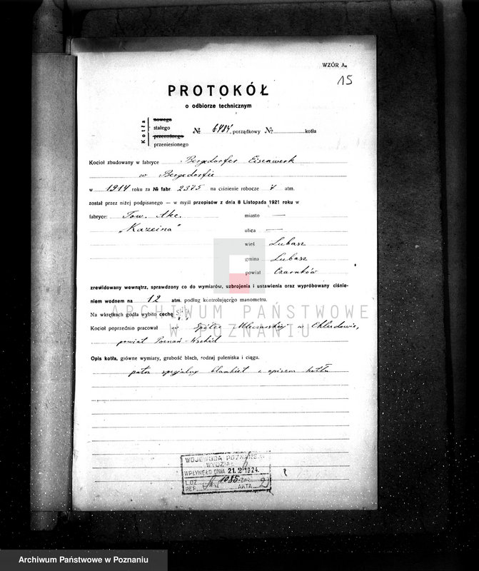 Obraz 19 z jednostki "Fabryka kazeiny w Lubaszu pow. czarnkowski własność Firma Kazeina T. A. Poznań"