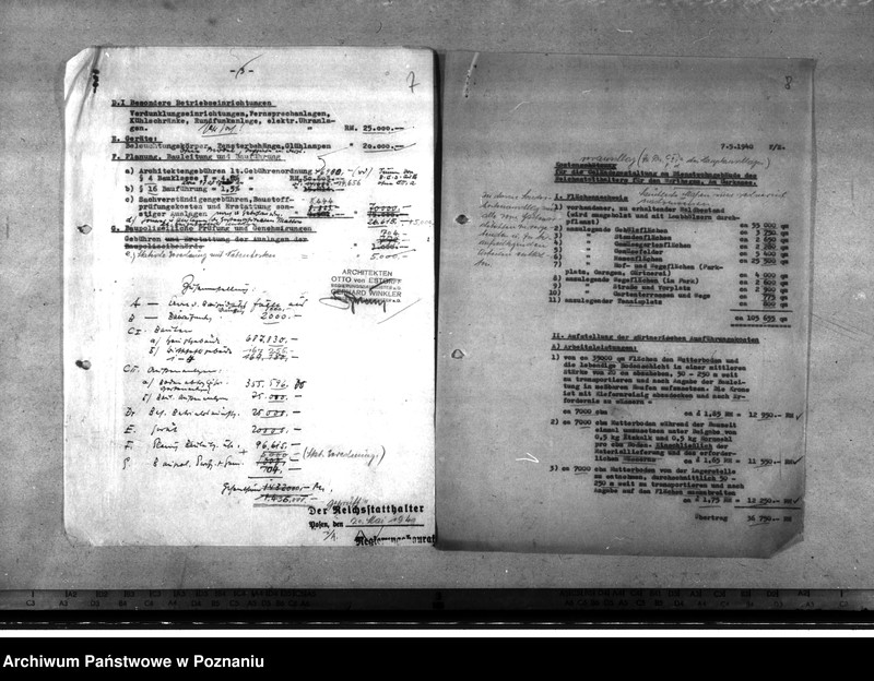 Obraz 5 z jednostki "Dienstwohngebäude - Reichsstatthalter Posen. Kostenvoranschlag, Baubeschreibung"