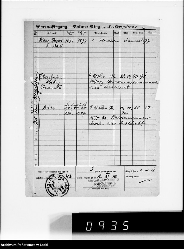 Obraz 16 z jednostki "Wareneingangsmeldungen. [Getto - Bałucki Rynek]"