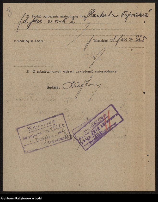 Obraz 10 z jednostki "Rachela Fajerstein- sprzedaż towarów kolonialnych i owoców"