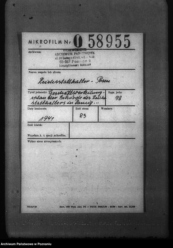 Obraz 2 z jednostki "Geschäftsverteilungsplan der Behörde des Reichsstatthalters in Danzig- Westpreussen"