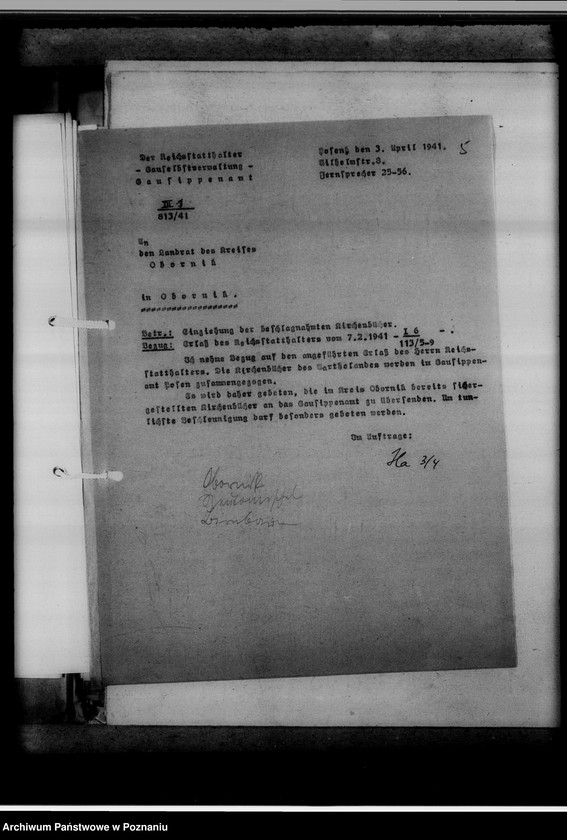 Obraz 9 z jednostki "Einziehungsprotokolle [ksiąg kościelnych] Kreis Obornik [powiat obornicki]"