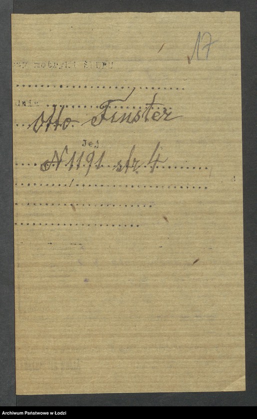 Obraz 19 z jednostki "Dowody metrykalne stałych mieszkańców m. Łodzi nr domu 1191-1192"