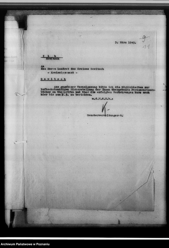 Obraz 15 z jednostki "[Korespondencja w sprawach organizacyjnych, sprawozdania z działalności], Kreissippenamt Rawitsch [Rawicz]"