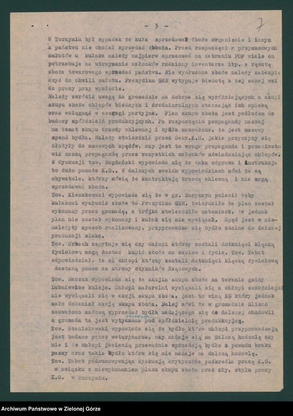 image.from.unit.number "Sektor organizacyjny i kadr: Działalność komitetów gminnych i gromadzkich w zakresie rolnictwa - oceny, analizy, sprawozdania i informacje Wydziału, komitetów powiatowych i pracowników KW "