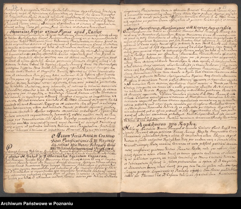 Obraz 17 z jednostki "Sub felici regimine nobilis et spectabilis domini Mathiae Czochron, notariatu excellentis et nobilis Joannis Barszczewski utriusque iuris doctoris, apostolici et officii praesentis notarii liber actorum officii consularis."