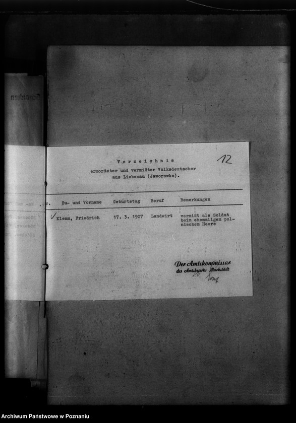 Obraz 16 z jednostki "Kreis Wongrowitz (Wągrowiec). Wykazy miejscowych Niemców, którzy zginęli w 1939 roku - korespondecja"