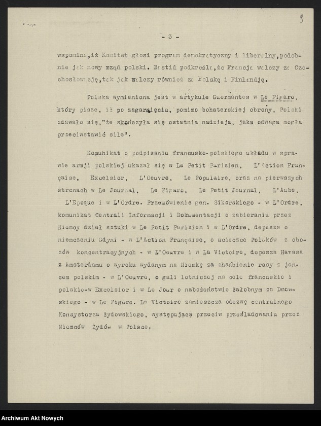 Obraz 11 z jednostki "Przegląd prasy angielskiej z 3-4 I 1940 r. i francuskiej z 5 I 1940 r."