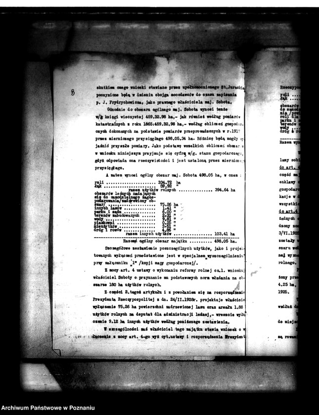 Obraz 13 z jednostki "Majątek Sobota powiatu poznańskiego wyłączenie z art. 4 i 5 ustawy o wykonaniu reformy rolnej Józef Frydrychowicz"