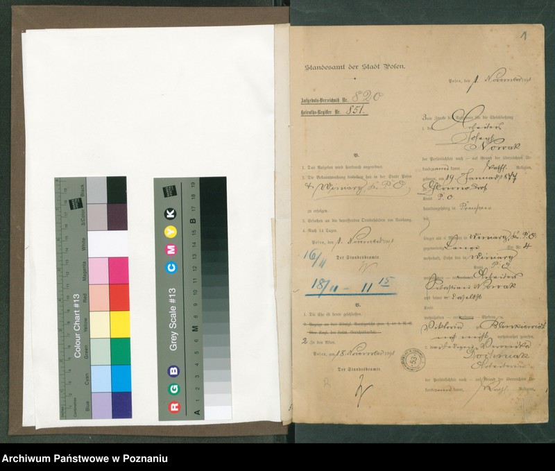 Obraz 3 z jednostki "[Dokumenty dostarczone przez narzeczonych do zawarcia związku małżeńskiego za 1901 rok. Tom XVIII]"