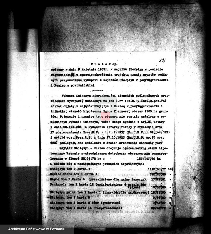 Obraz 16 z jednostki "Przymusowy wykup majątków: Stołężyn, Wapno, Panigródz i Rusiec powiatu wągrowieckiego i żnińskiego"