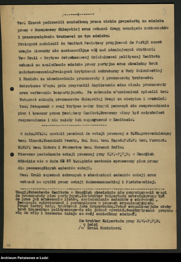 Obraz 10 z jednostki "Kolportaż - sprawozdania instruktora [wojewódzkiego] z wyjazdów w teren"