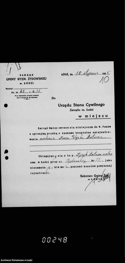 Obraz 14 z jednostki "Akta dotyczące spraw Urzędu Stanu Cywilnego"