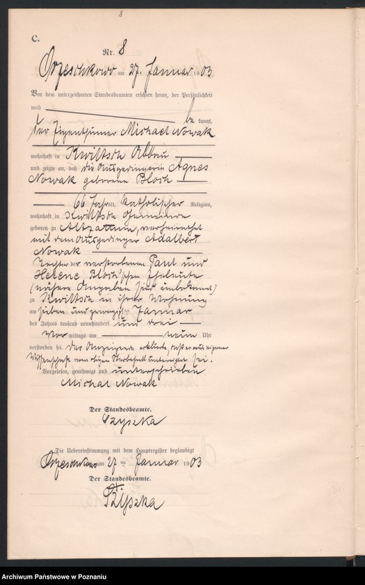 Obraz 11 z jednostki "Sterbe-Neben-Register"