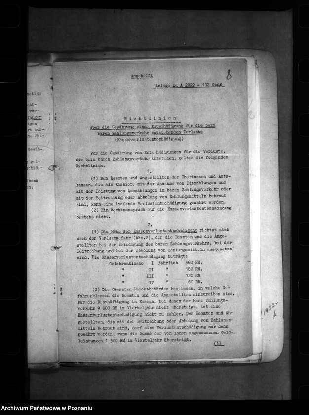 Obraz 12 z jednostki "Kassenverlust- Entschädigung"