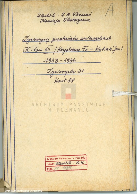 Obraz 4 z jednostki "Życiorysy powstańców wielkopolskich: K - tom Xll /Krystians Franciszek - Kubiak Jan/."