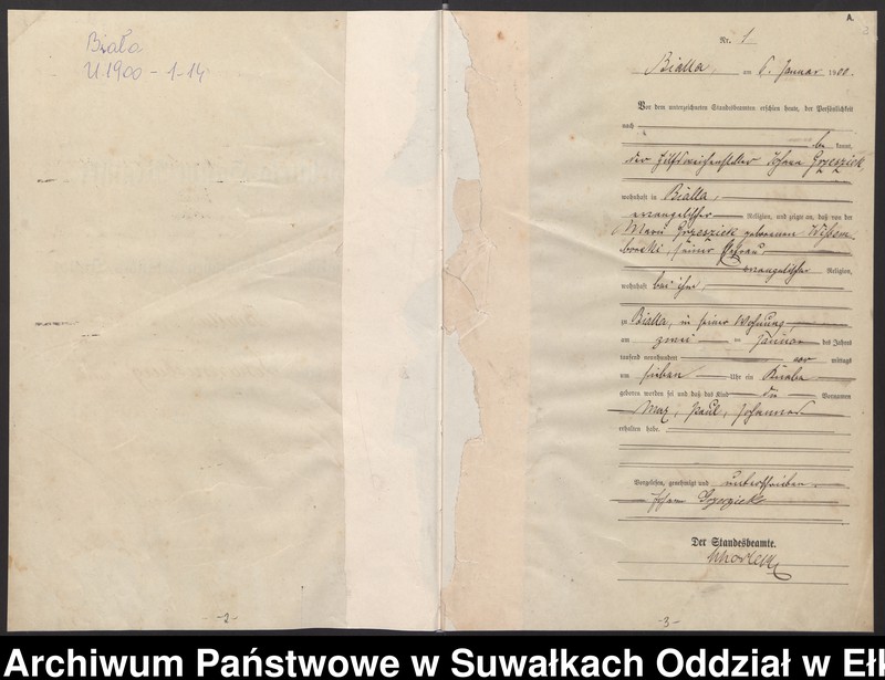image.from.unit.number "Geburts-Haupt-Register des Königlichen Preussischen Standes-Amtes Bialla Kreis Johannisburg"