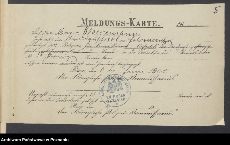 Obraz 7 z jednostki "Die von den Verlobten beigebrachten Urkunden zur Eheschliessung pro 1900"