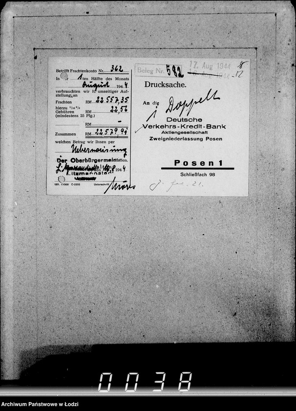 Obraz 16 z jednostki "Deutsche Verkehrs Kredit-Bank Posen."