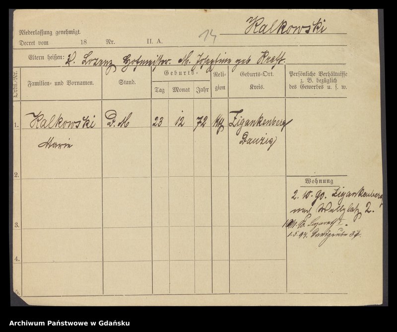 image.from.unit.number "Karty meldunkowe: Kalkoff - Kallweit"