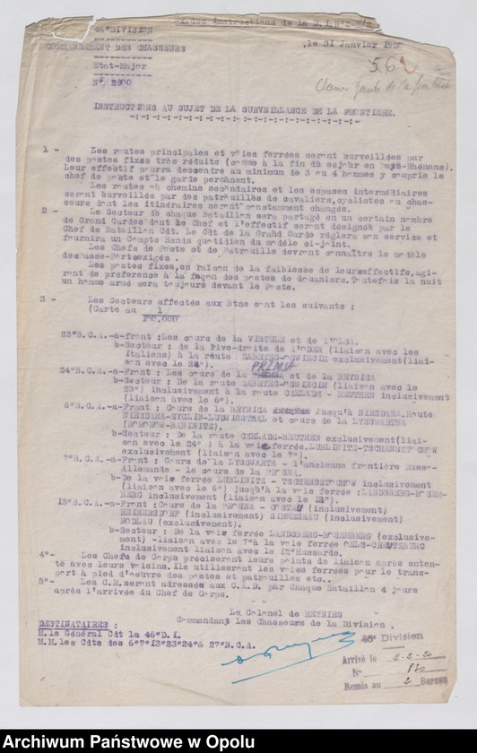 Obraz 8 z jednostki "/Korespondencja i zarządzenia dotyczące służby granicznej, wewnętrzno-administracyjnych kontroli ruchu ludności/ 31.01.- 23.05.1920"