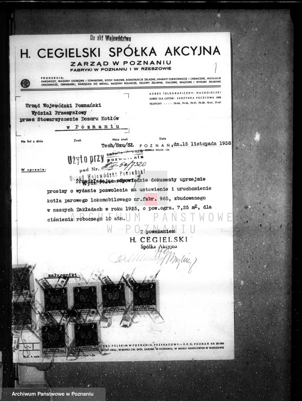 Obraz 5 z jednostki "Firma H. Cegielski w Poznaniu nr woj. 965 nr kotła 7320"