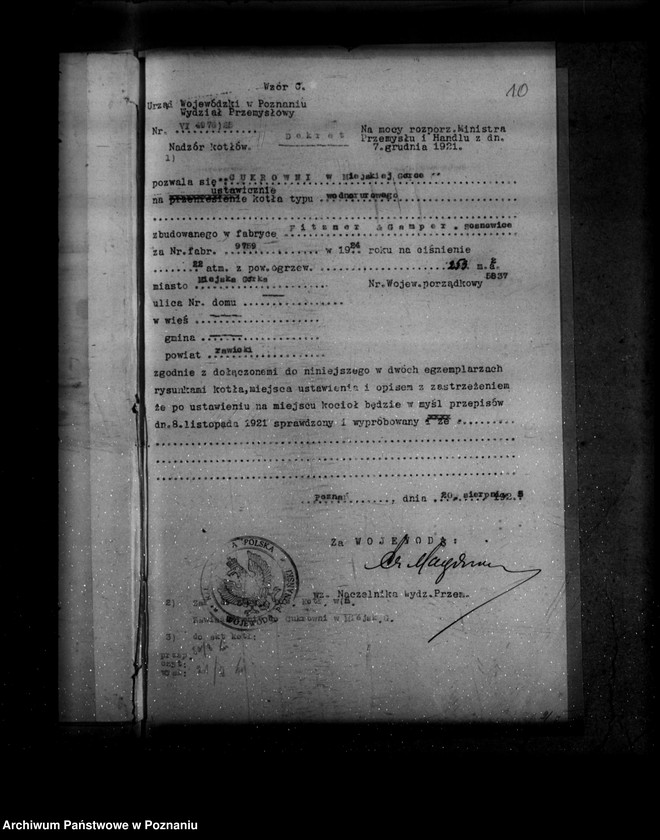 image.from.unit.number "Cukrownia w Miejskiej Górce powiat rawicki nr woj. kotła 5837"