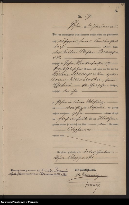 Obraz 18 z jednostki "Księga miejscowa urodzeń tom I [Rejestr główny urodzeń]"