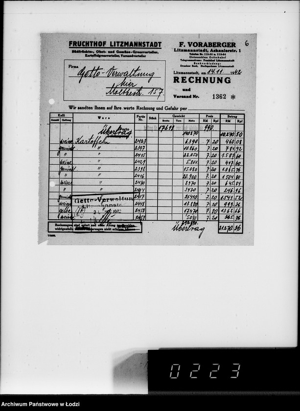 Obraz 10 z jednostki "Lebensmitteleinkauf. Aufträge, [Lieferscheinen und Rechnungen] 17611-17660"