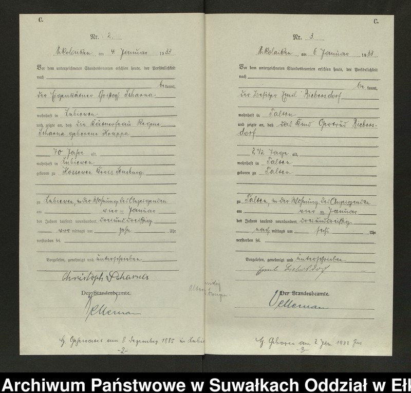 Obraz 4 z jednostki "Sterbe=Haupt=Register des Königlichen Preussischen Standes-Amtes Nikolaiken Kreis Sensburg"